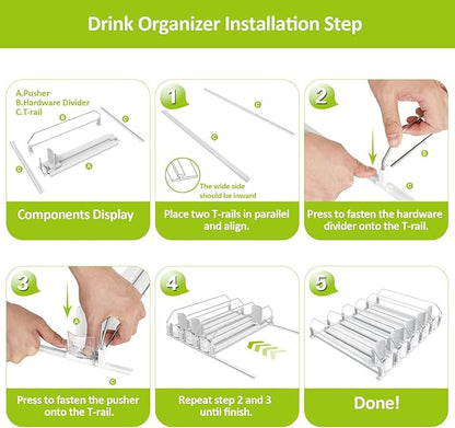 IBORING Drink Organizer for Fridge, Self Pushing Fridge Drink Organizer - Image 7