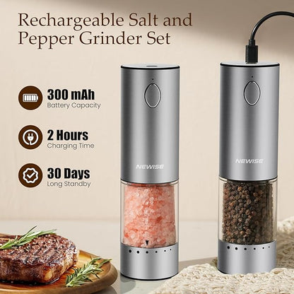 Newise Electric Salt and Pepper Grinder Set - Image 4