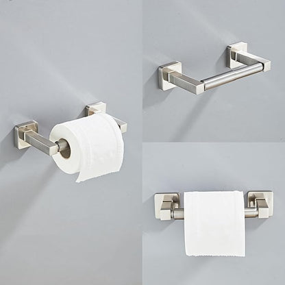 Brushed Nickel Bathroom Hardware Set 4 Pieces, Towel Bar Set Stainless Steel - Image 3