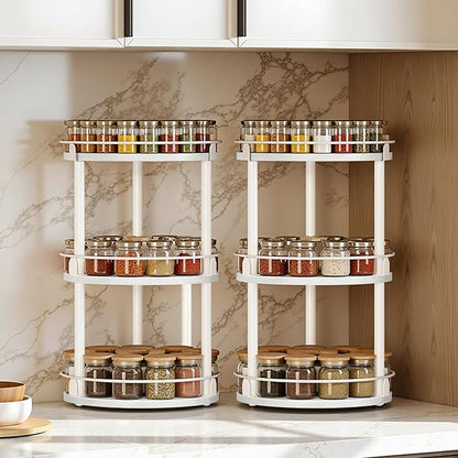 YATINEY Spice Rack, 3-Tier Turntable Organizer - Image 2