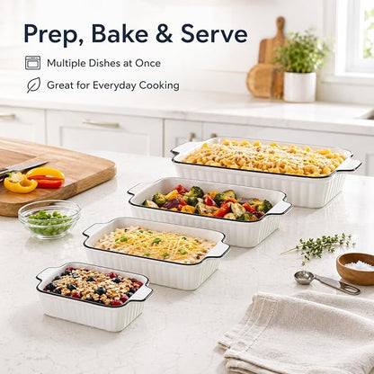 Ceramic Bakeware Set of 4, Deep Rectangular Casserole Dishes - Image 8