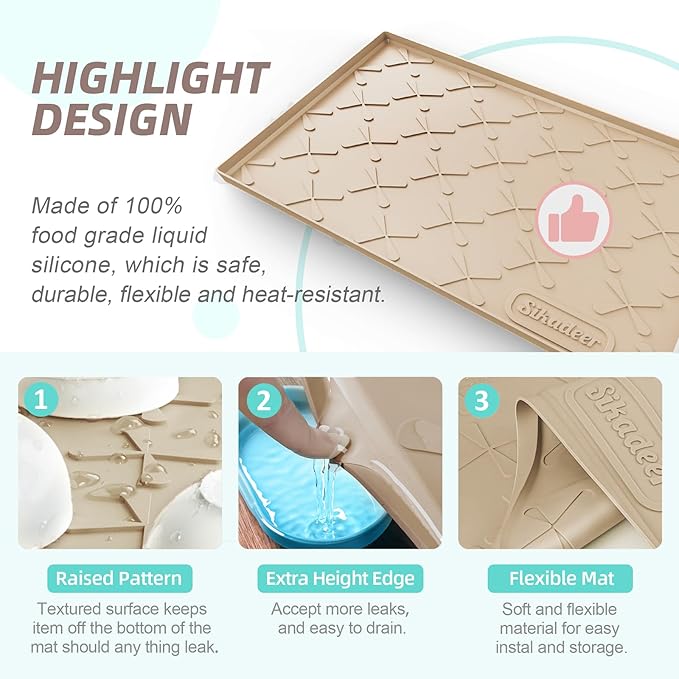 SIKADEER 31" x 19" Under Sink Mat Waterproof, Silicone Mat Kitchen Drawer Shelf - Image 4