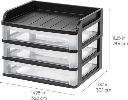 IRIS USA Plastic Desk Top 3-Drawer Storage Organizer - Image 3