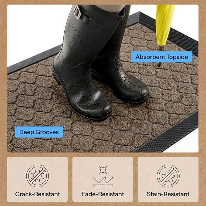 GORILLA GRIP 100% Waterproof All-Season WeatherMAX Doormat 35x23, US Designed - Image 6