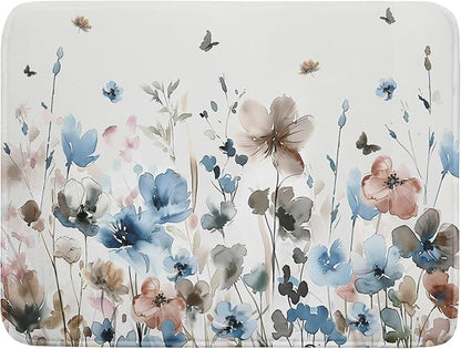 Giwawa Watercolor Floral Dish Drying Mat, Spring Summer Wildflower Microfiber by Giwawa