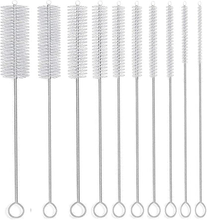 Long Straw Brush, Nylon Pipe Tube Cleaner 8-ihch 10 Different Diameters Set of by DESIN