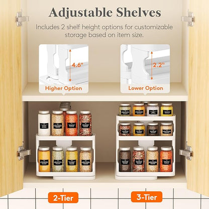 Lifewit Sliding Spice Rack for Cabinets, 6.4"H x 11.1"D x 6.1"W Slide Out Swive - Image 6