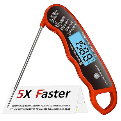 0.6S Instant Read Digital Meat Thermometer Probe/Pen，Factory‑Calibrated/Waterproof/Backlit/Magnetic/Flip Display/Motion Sensor:Outdoor BBQ, Barbecue Grilling, Smoking, Oven, Baking, Oil, Candy