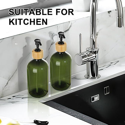 KASUNTING Green Soap Dispenser, Plastic Bathroom Soap and Lotion Dispenser Set - Image 7