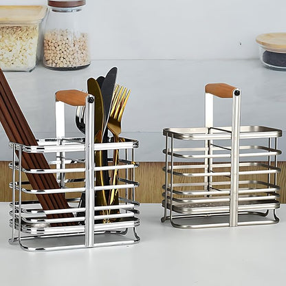 Caliamary Utensil Holder, Stainless Small Stainless Steel Cutlery Drainer Caddy - Image 3