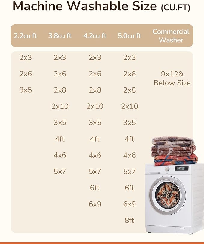 Area Rug 8x10 Rug Machine Washable Non-Slip Low Pile Print Pattern Western Rug - Image 5