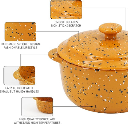 Stoneware Baking Ramekins Set of 4-10 Oz Mini Cocotte - Image 4