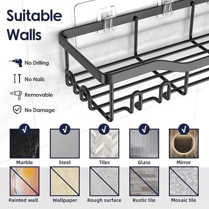 NESOMI Shower Caddy Adhesive Shower Organizer 8-Pack, Rustproof Stainless Steel - Image 9