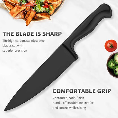 Black Knives Set, 15-Piece Stainless Steel Kitchen Knife Block Sets - Image 4