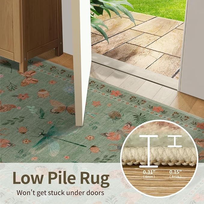 Rugxara 2x10 Floral Runner Rug, Washable Runners - Image 6
