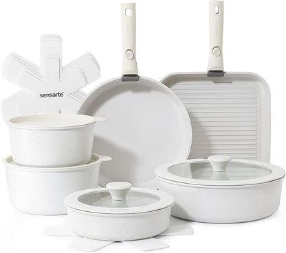 SENSARTE 17 Piece Pots and Pans Set, Nonstick Detachable Handle Cookware Set by SENSARTE