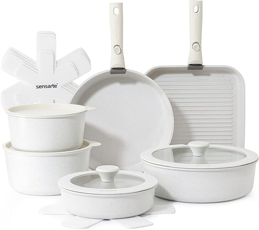 SENSARTE 17 Piece Pots and Pans Set, Nonstick Detachable Handle Cookware Set by SENSARTE
