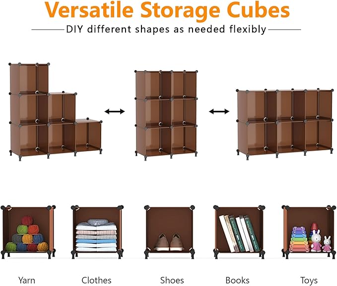 AWTATOS Cube Storage Organizer, Storage Cubes Shelves Bookshelf, 6 Cube Closet - Image 6