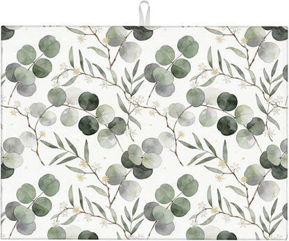 Sage Green Dish Drying Mat, for Spring Kitchen Counter Microfiber Absorbent by Vodbne