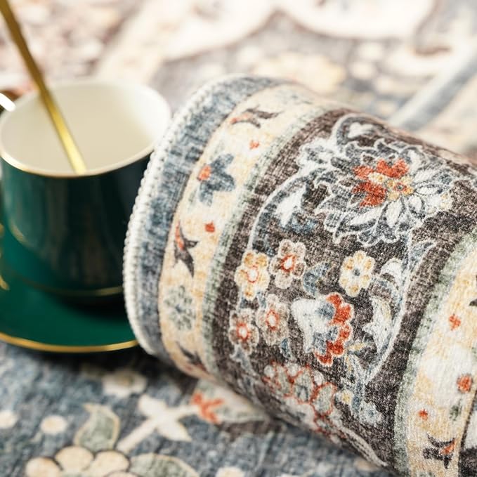 Washable Oriental Area Rug - 9ft Round Rugs - Image 5