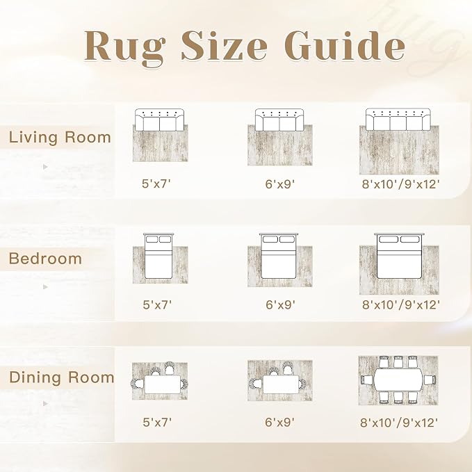 Washable Rug 6x9 Area Rugs for Living Room: Neutral Soft Rug Abstract Non Slip - Image 6