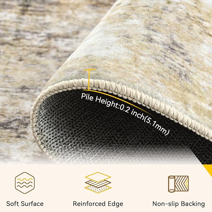 RELEANY Washable Area Rugs 5'x7' Non-Slip Modern Abstract Soft - Image 4