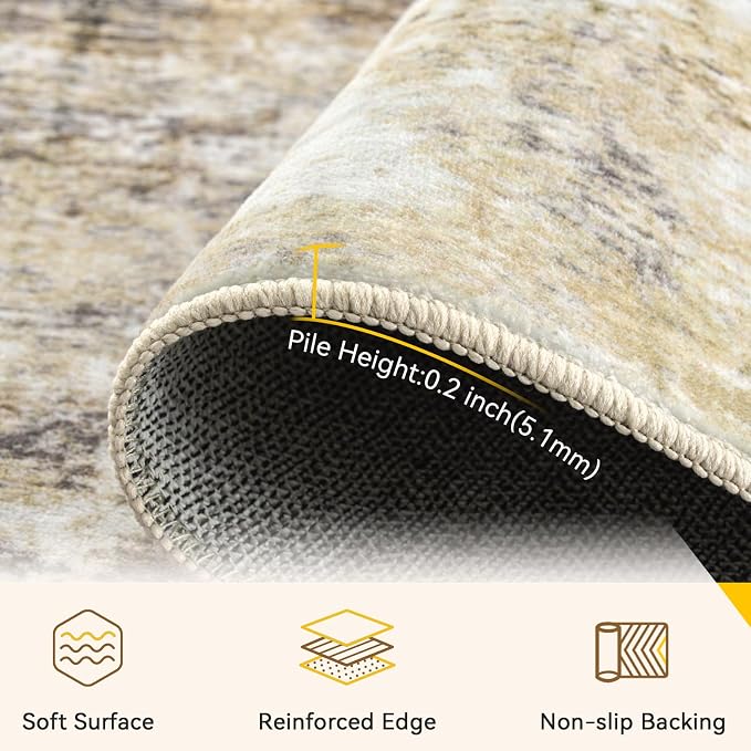 RELEANY Washable Area Rugs 6ft Non-Slip Modern Abstract Soft - Image 3