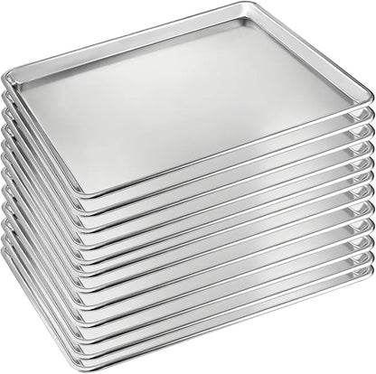 12 Pack Half Size Baking Sheet Pan Set, Aluminum Commercial Quality Cookie Sheet by BASTWE