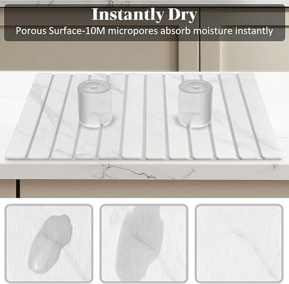 Large Stone Dish Drying Mats for Kitchen Counter, Fast Drying Collapsible Dish - Image 4