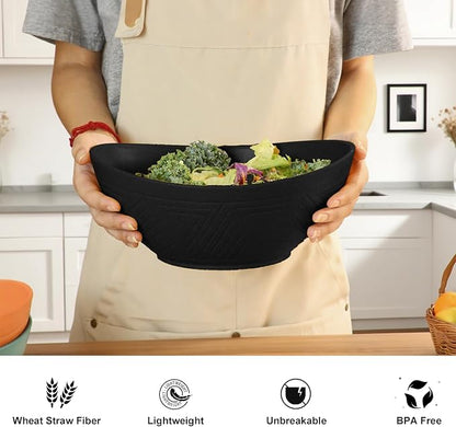 65 OZ Large Salad Bowls, Unbreakable Wheat Straw Bowls Set 4 PCS, Large Plastic - Image 4