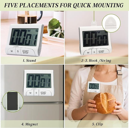 Large LCD Display Kitchen Timer -Magnetic Digital Timers, Loud Alarm, Memory - Image 2