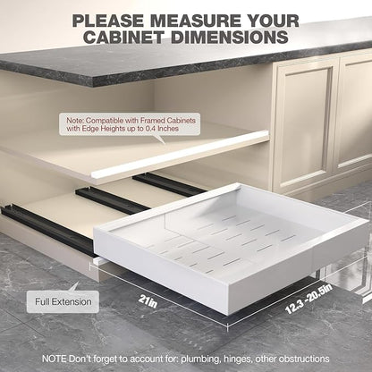 Seinloes 1 Pack Pull Out Cabinet Organizer 21" Deep, Full Extension 3 Slide - Image 6