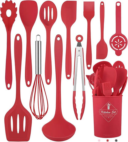 Pranski Kitchen Utensils Set-12 Pieces Silicone Cooking Utensils Set 392°F Heat by Pranski