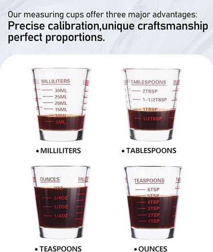 Shot Glasses Measuring Cup Set 4PACK Espresso Shot Glasses Liquid Heavy Glass - Image 3