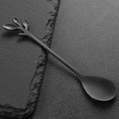 AnSaw Elegant Black Leaf Coffee Spoons - Image 4
