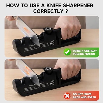 Knife Sharpener, 4-in-1 with Non-Slip Base and Adjustable Angle Guide, Steel - Image 3