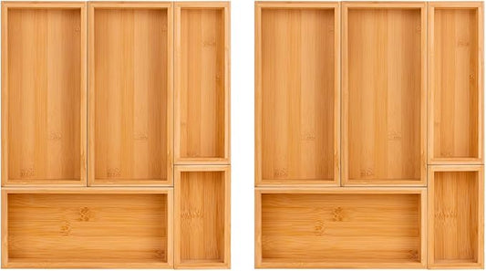 bamboo drawer organizer Set, expandable drawer dividers, wooden storage by Teicui