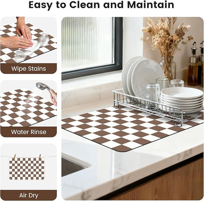 16" x 24" Checkered Dish Drying Mat - Image 7