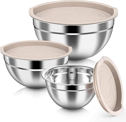 HaWare Mixing Bowls with Airtight Lids, 6-Piece Stainless Steel Salad Bowls by HaWare