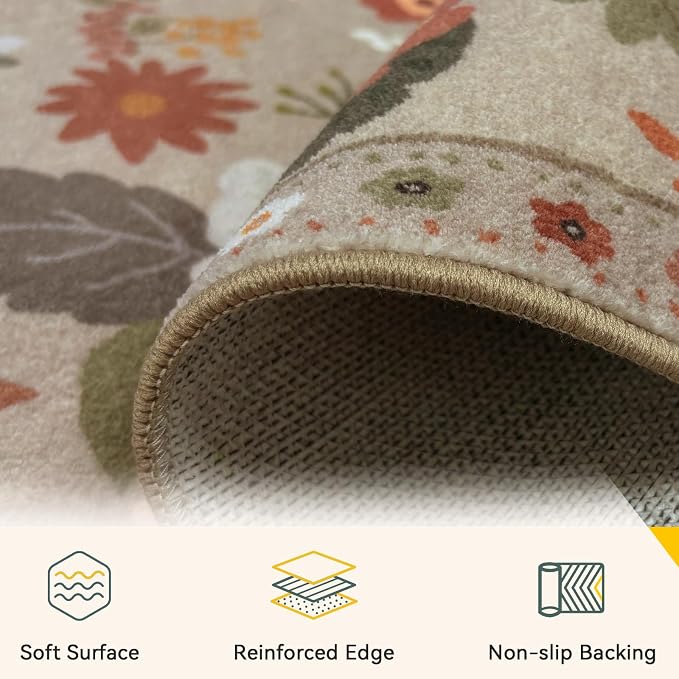 RELEANY Floral 3x5 Area Rugs Washable Print Boho Cute Carpet Non Slip Flower - Image 3