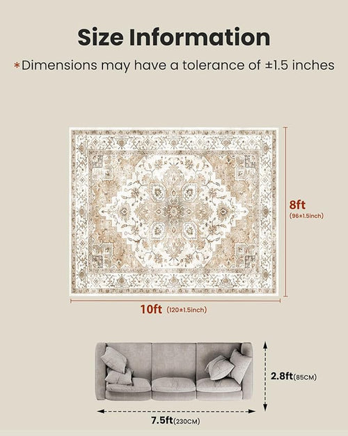 Amada 8x10 Area Rugs, Low-Profile Large Washable Area Rug - Image 2