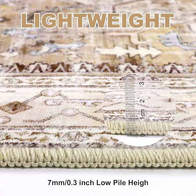 Yamaziot Washable Runner Rug, 2x10 Non-Slip Boho Vintage Hallway Rug Runner - Image 5