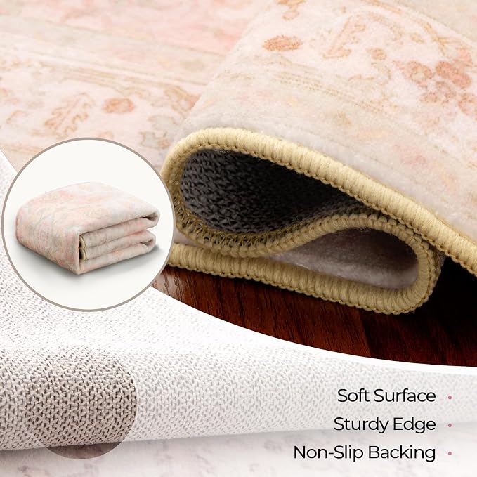 CAPALOCA Machine Washable Rugs Nursery Rug 4x6 Cute Girl Non Slip Low Pile - Image 4
