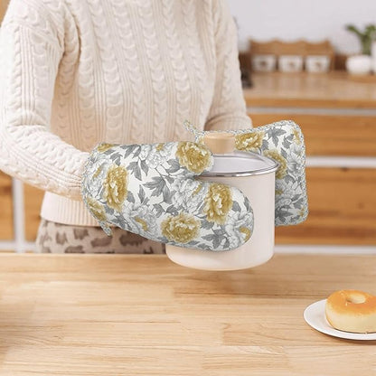 Oven Mitts and Pot Holders Vintage Flower Peony Floral Silicone Kitchen - Image 7