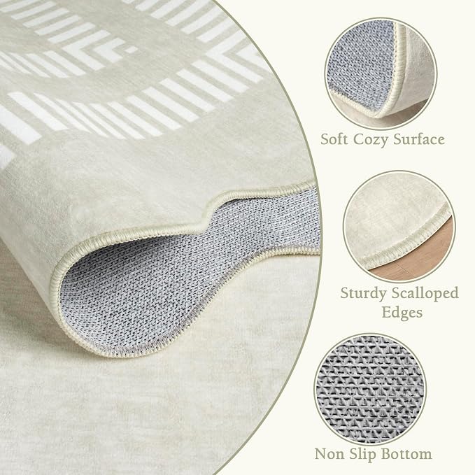 Washable 3x5 Indoor Entryway Rug, Neutral Beige Soft Non Slip Rugs Stain - Image 5