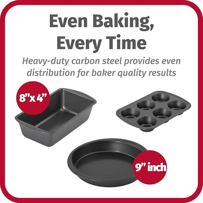 GoodCook Everyday Nonstick Steel 5-Piece Bakeware Set, Includes Cookie Sheet - Image 3