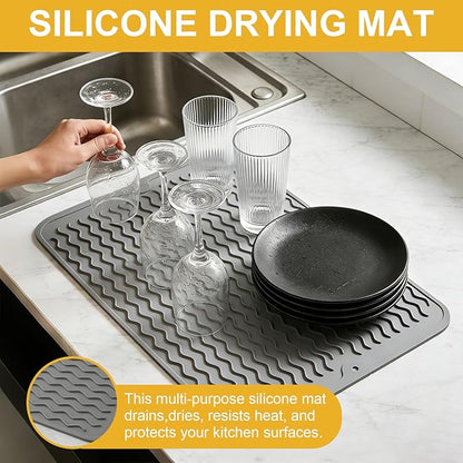 Silicone Dish Drying Mat for Kitchen Counter Eco-Friendly Fast Dry Dish Mat - Image 5