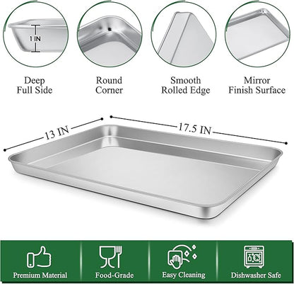 P&P CHEF 17.5 Inch Baking Sheet and Rack Set, Stainless Steel Cookie Sheets - Image 2