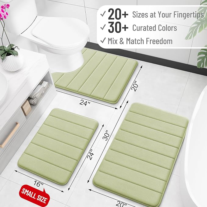 OLANLY Memory Foam Bath Mat 35x24, Super Soft Absorbent Bathroom Rugs, Quick Dry - Image 2