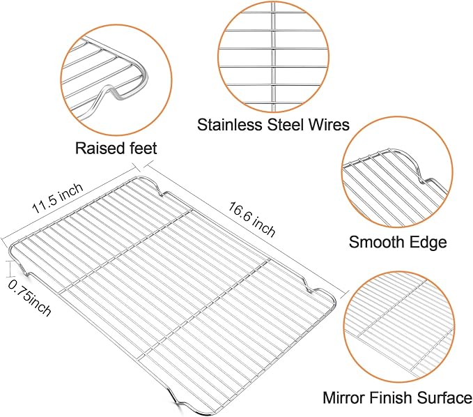TeamFar Stainless Steel Baking Sheet, 17.6 x 13 x 1inch Half Baking Pan Cookie - Image 3